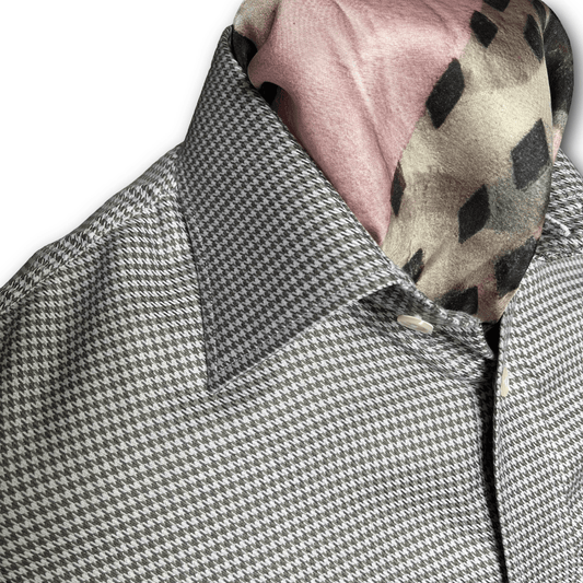 Regent - 'Bruno' Houndstooth Shirt - Green/Cream - Regent Tailoring Salisbury