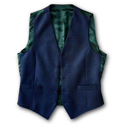 Regent - Bud Waistcoat – Navy Check Wool - Regent Tailoring Salisbury