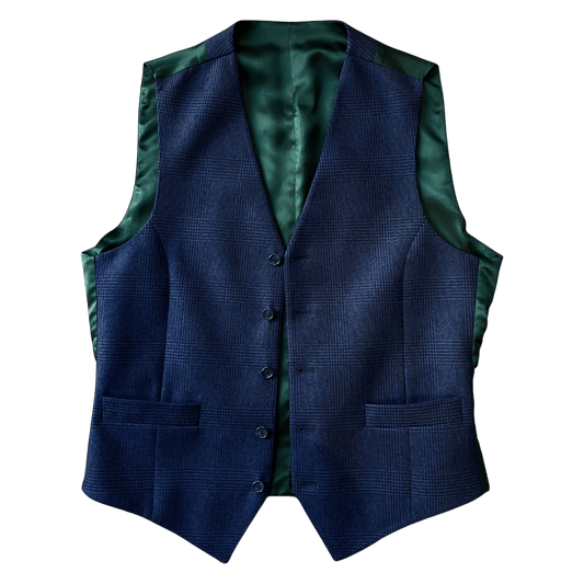 Regent - Bud Waistcoat – Navy Check Wool - Regent Tailoring Salisbury
