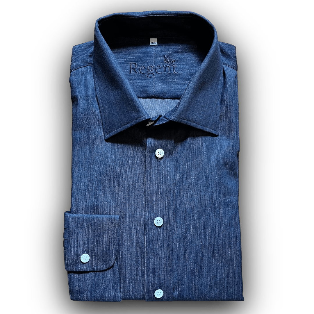 Regent - 'Clinton' Denim Shirt - Dark Blue - Regent Tailoring Salisbury
