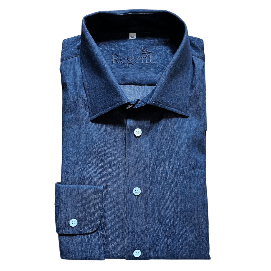 Regent - 'Clinton' Denim Shirt - Dark Blue - Regent Tailoring Salisbury