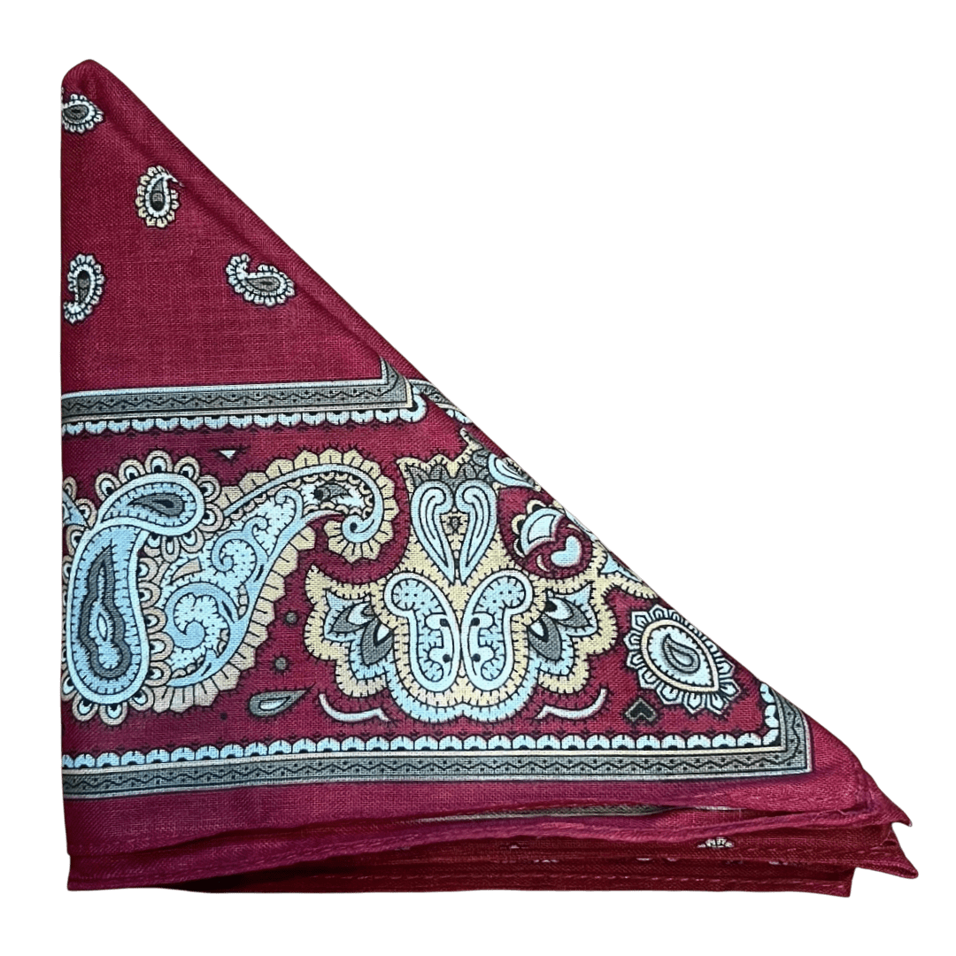 Regent - Cotton Hanky - Bandana - Burgundy Paisley - Regent Tailoring Salisbury