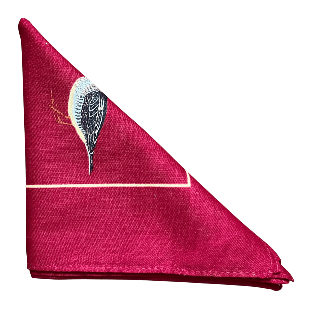Regent - Cotton Hanky - Bandana - Burgundy with Country Birds - Regent Tailoring Salisbury