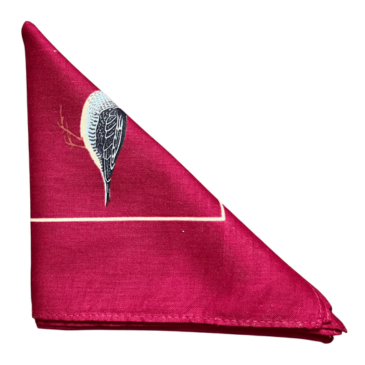 Regent - Cotton Hanky - Bandana - Burgundy with Country Birds - Regent Tailoring Salisbury