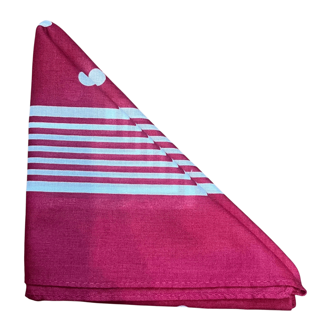Regent - Cotton Hanky - Bandana - Burgundy with White - Regent Tailoring Salisbury