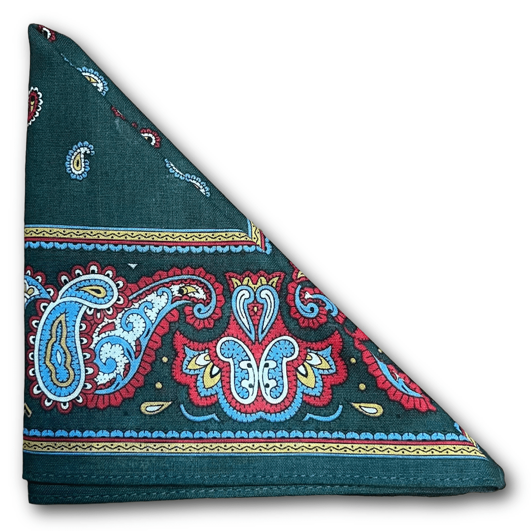 Regent - Cotton Hanky - Bandana - Dark Green Paisley - Regent TailoringRegent