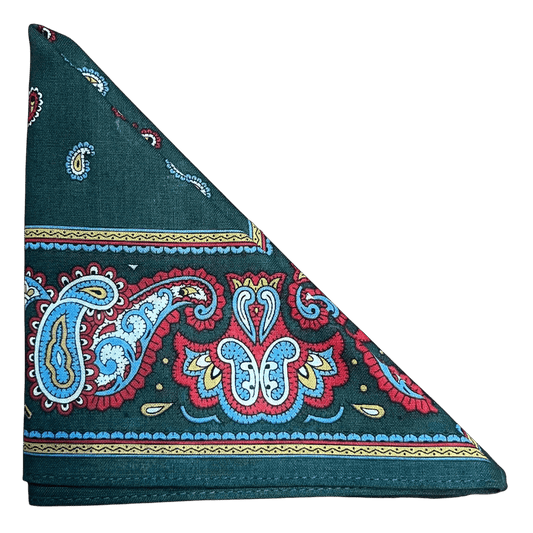 Regent - Cotton Hanky - Bandana - Dark Green Paisley - Regent Tailoring Salisbury