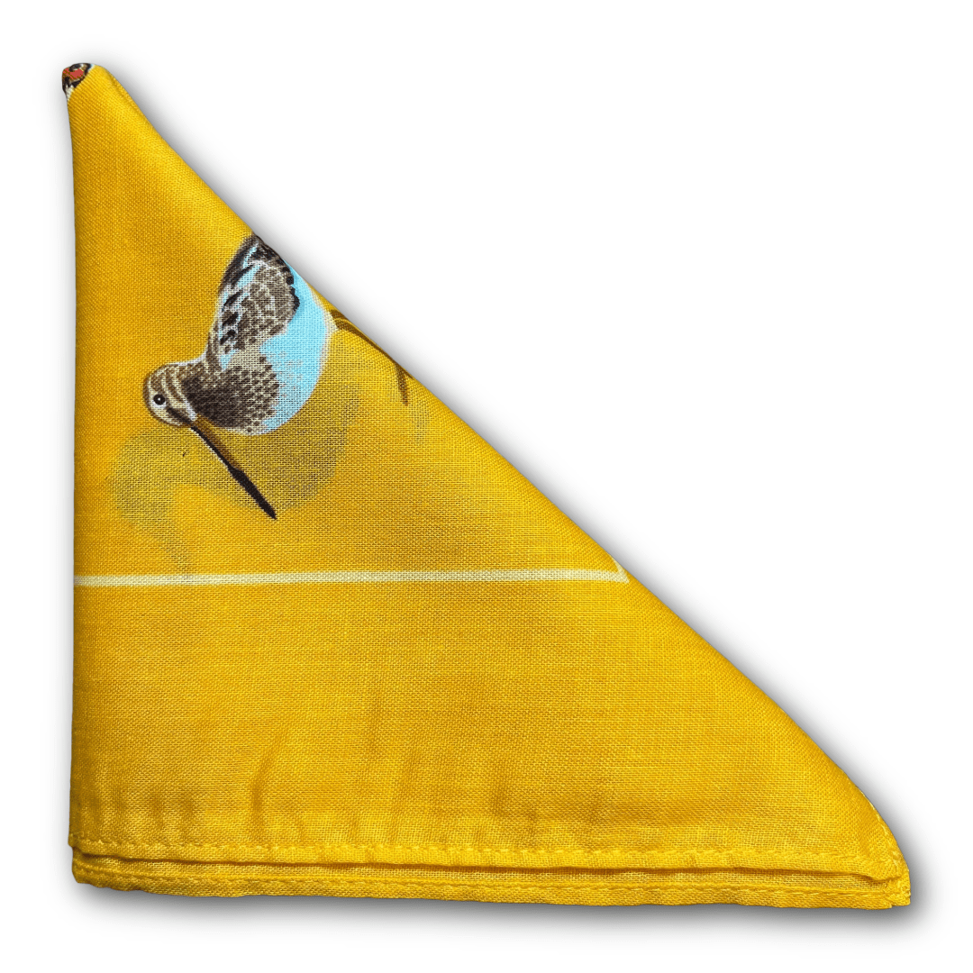 Regent - Cotton Hanky - Bandana - Gold with Country Birds - Regent TailoringRegent