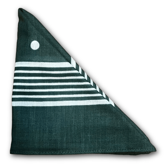Regent - Cotton Hanky - Bandana - Green with White Spots and Stripe - Regent TailoringRegent