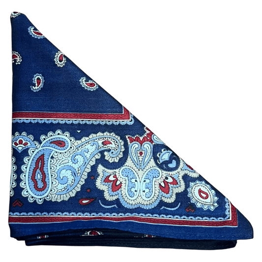 Regent - Cotton Hanky - Bandana - Navy Paisley - Regent Tailoring Salisbury