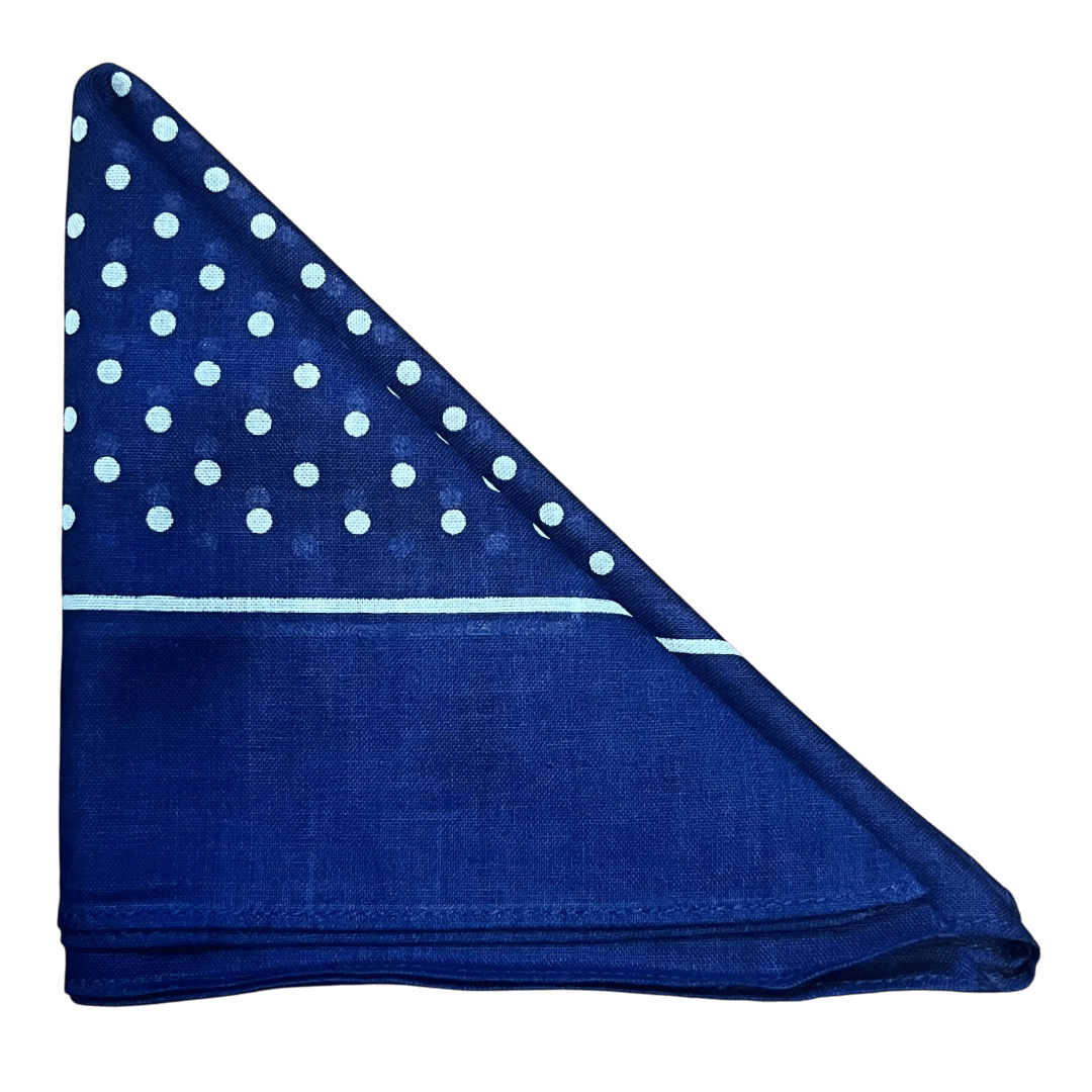 Regent - Cotton Hanky - Bandana - Navy Spot with Border - Regent Tailoring Salisbury