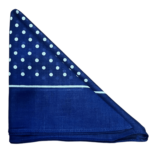 Regent - Cotton Hanky - Bandana - Navy Spot with Border - Regent Tailoring Salisbury