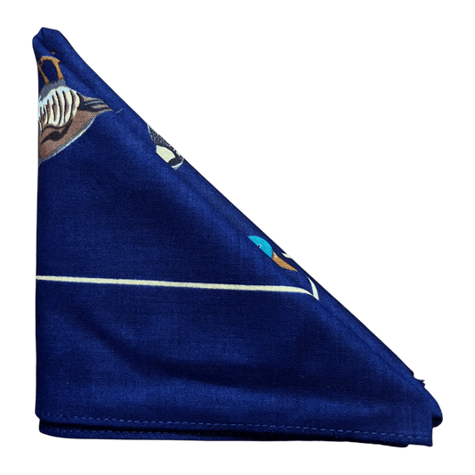 Regent - Cotton Hanky - Bandana - Navy with Country Birds - Regent Tailoring Salisbury