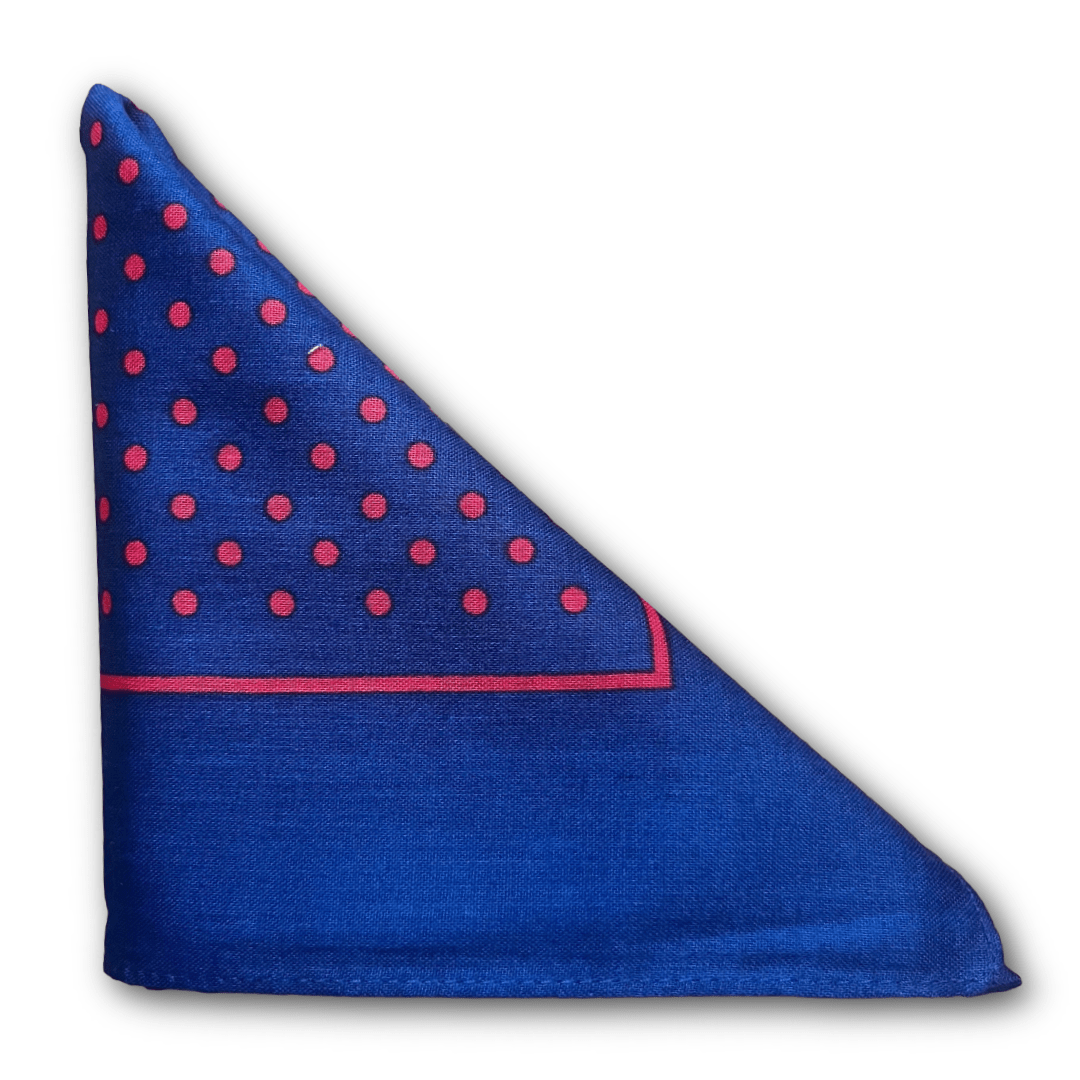 Regent - Cotton Hanky - Bandana - Navy with Red Spot Border - Regent TailoringRegent
