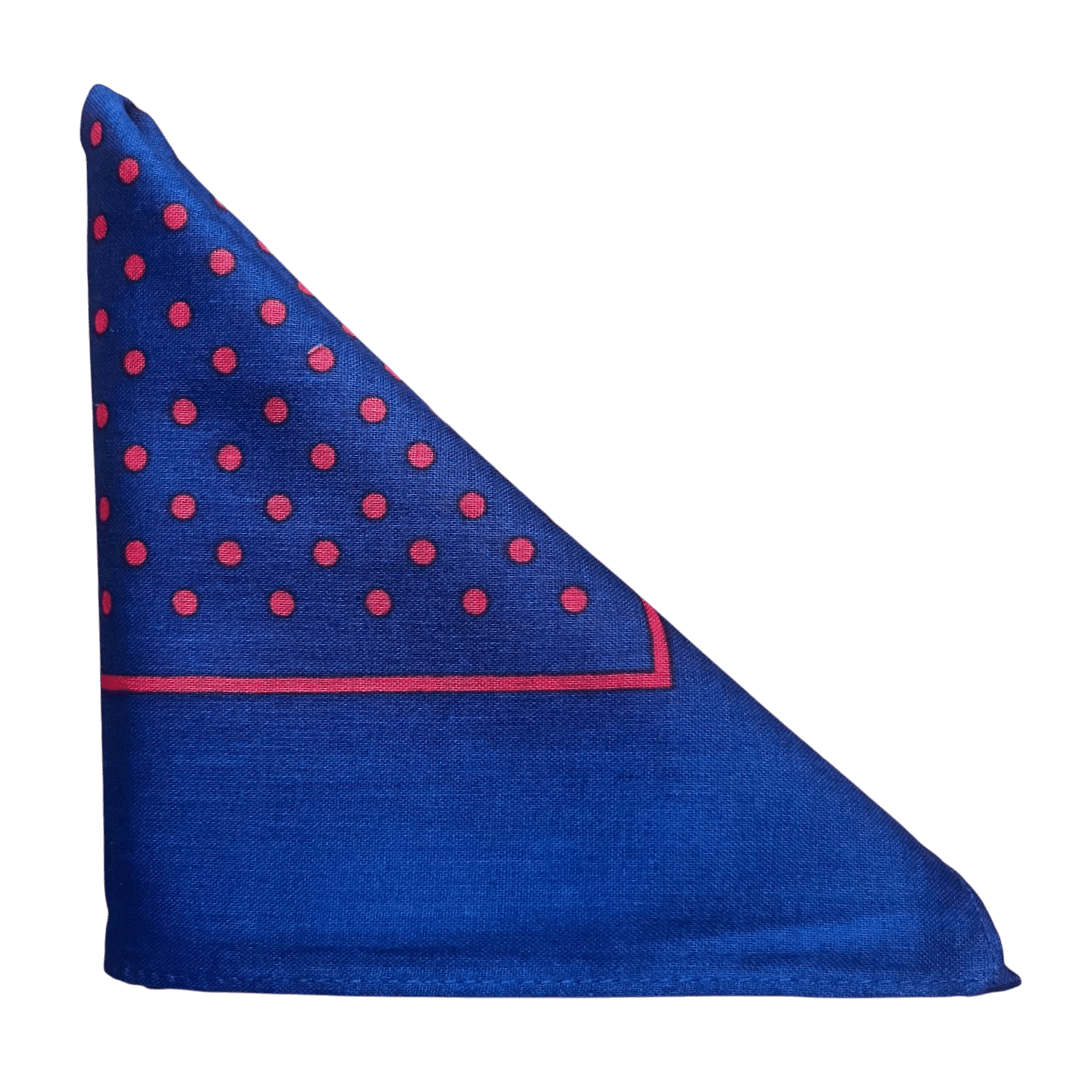 Regent - Cotton Hanky - Bandana - Navy with Red Spot Border - Regent Tailoring Salisbury