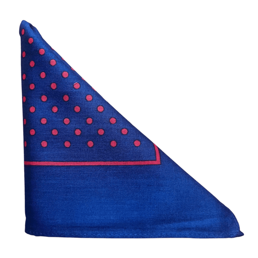 Regent - Cotton Hanky - Bandana - Navy with Red Spot Border - Regent Tailoring Salisbury
