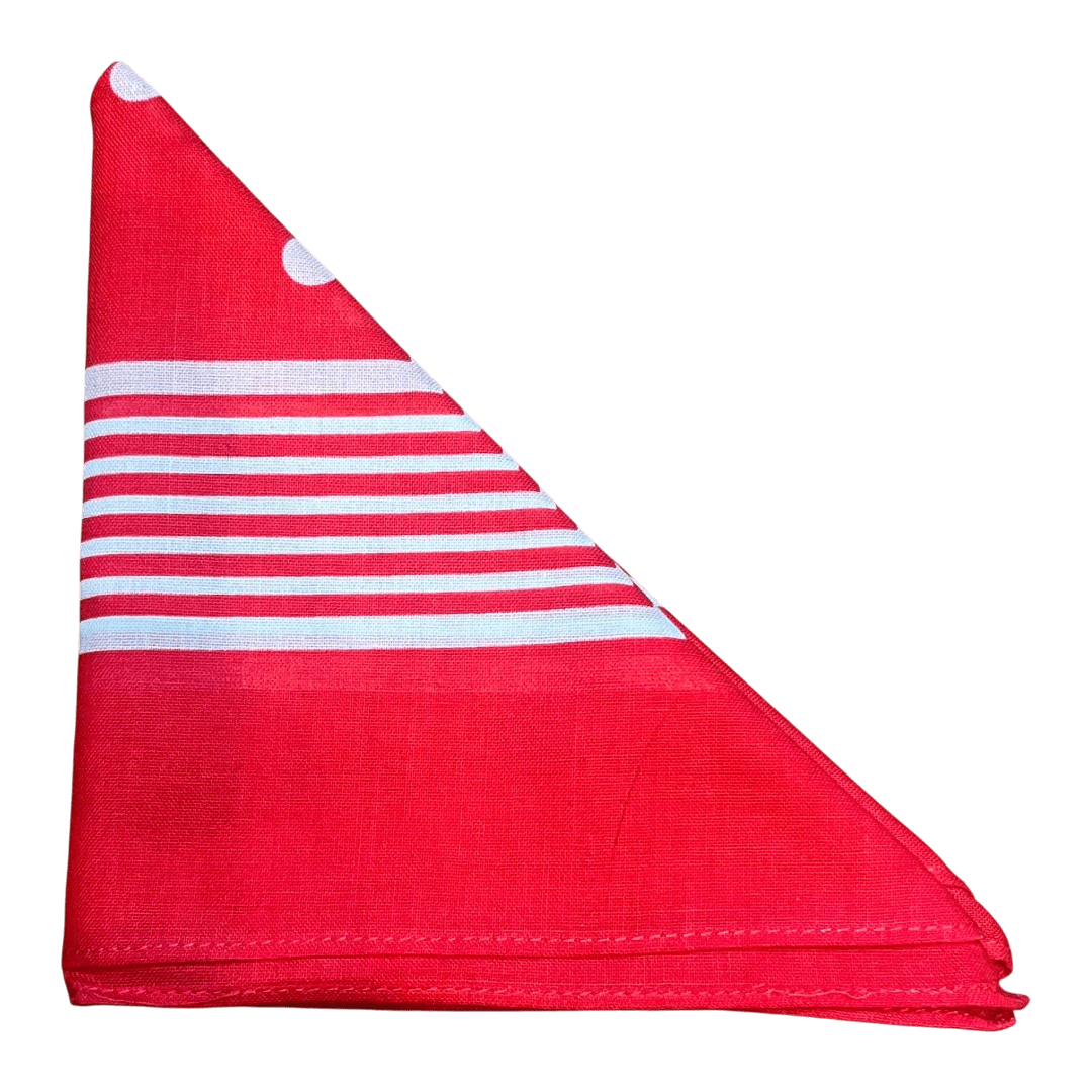 Regent - Cotton Hanky - Bandana - Red with White Spot and Stripe - Regent Tailoring Salisbury