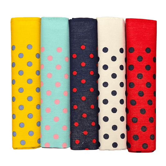 Regent - Cotton Hanky - Bandana Set of 5 - Multi-Colour Polka Dot - Regent Tailoring Salisbury