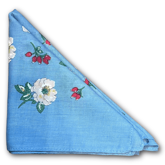 Regent - Cotton Hanky - Bandana - Sky Blue with Wildflowers - Regent TailoringRegent