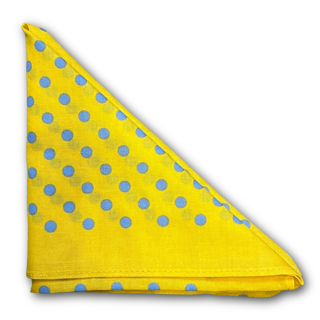 Regent - Cotton Hanky - Bandana - Sunflower Yellow with Sky Blue Spot - Regent Tailoring Salisbury