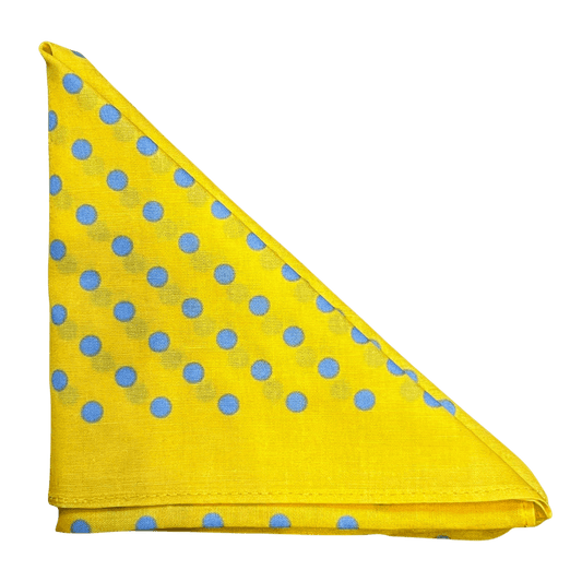 Regent - Cotton Hanky - Bandana - Sunflower Yellow with Sky Blue Spot - Regent Tailoring Salisbury