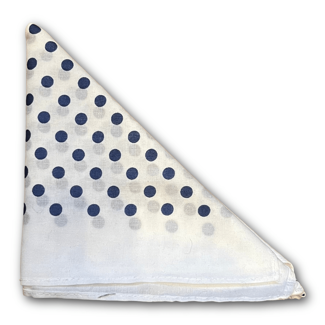 Regent - Cotton Hanky - Bandana - White with Blue Spot - Regent TailoringRegent