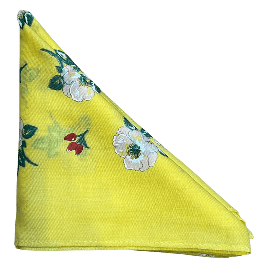 Regent - Cotton Hanky - Bandana - Yellow with Wildflowers - Regent Tailoring Salisbury
