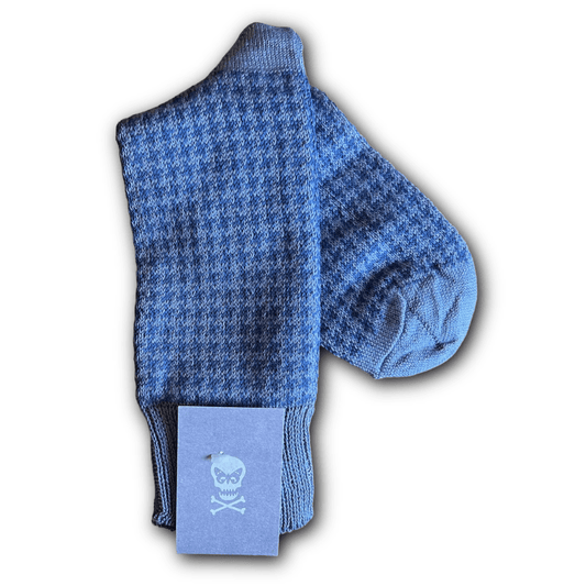 Regent - Cotton Socks - Dogtooth - Blue - Regent Tailoring Salisbury