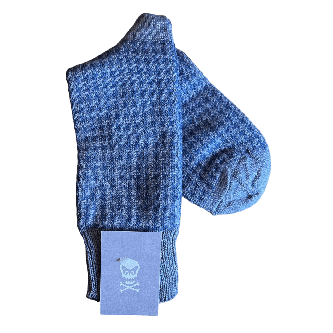 Regent - Cotton Socks - Dogtooth - Blue - Regent Tailoring Salisbury