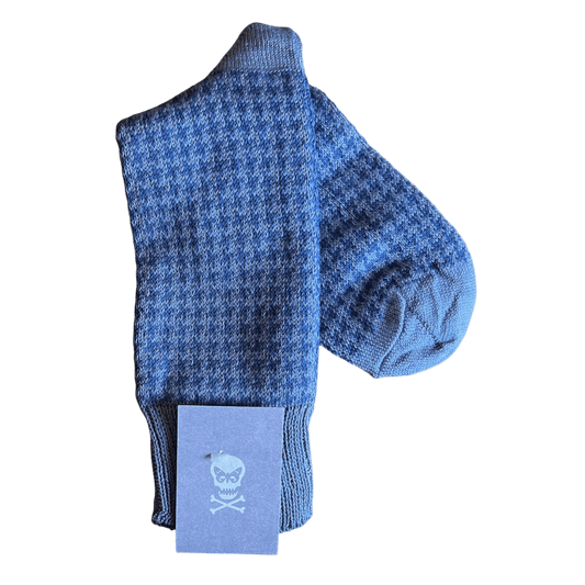 Regent - Cotton Socks - Dogtooth - Blue - Regent Tailoring Salisbury