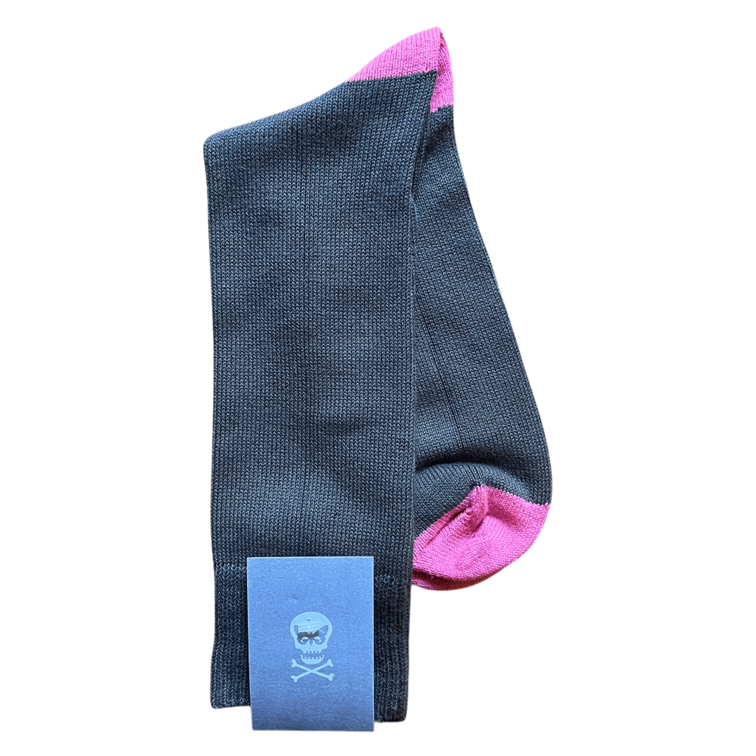 Regent - Cotton Socks - Heel & Toe - Grey & Pink - Regent Tailoring Salisbury