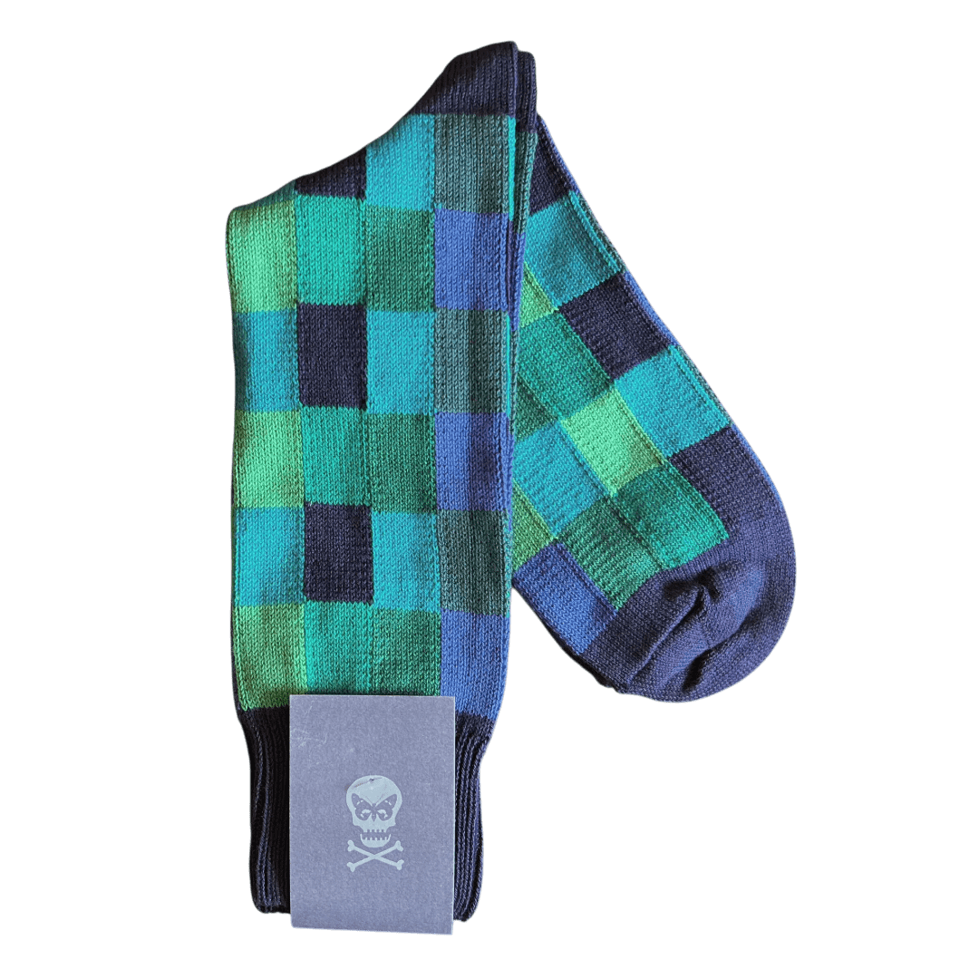 Regent - Cotton Socks - Multicoloured Check - Regent Tailoring Salisbury