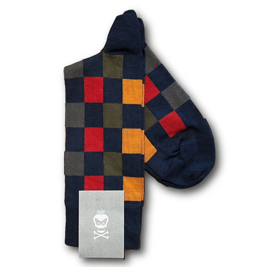 Regent - Cotton Socks - Multicoloured Check - Regent Tailoring Salisbury