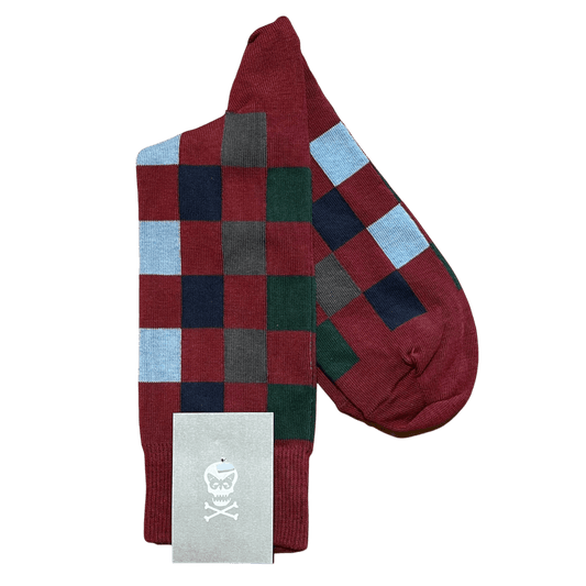 Regent - Cotton Socks - Multicoloured Check - Regent Tailoring Salisbury