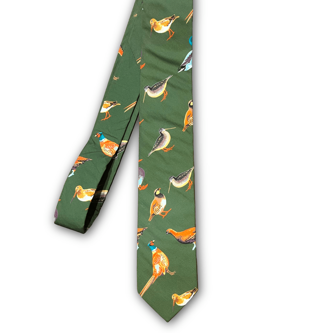 Regent - Cotton Tie - Green Game Birds - Regent TailoringRegent