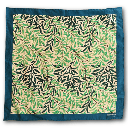Regent - Cotton/Silk - Pocket Square - William Morris Liberty Print 'Willow Boughs' Pattern - Green - Regent Tailoring Salisbury