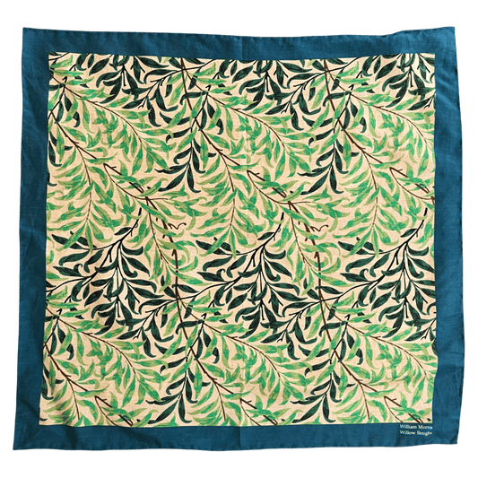Regent - Cotton/Silk - Pocket Square - William Morris Liberty Print 'Willow Boughs' Pattern - Green - Regent Tailoring Salisbury