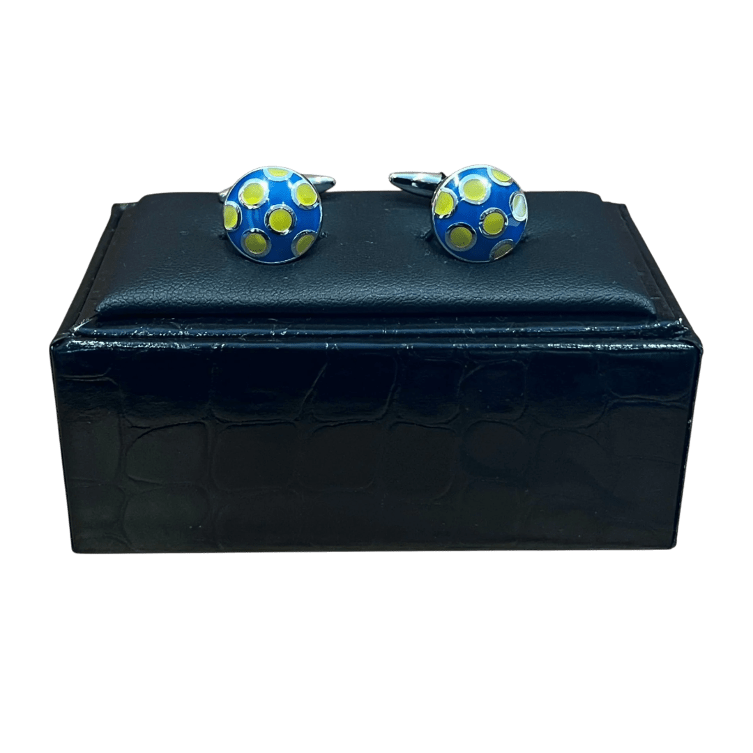Regent - Cufflinks - Yellow/Blue Circles - Regent Tailoring Salisbury