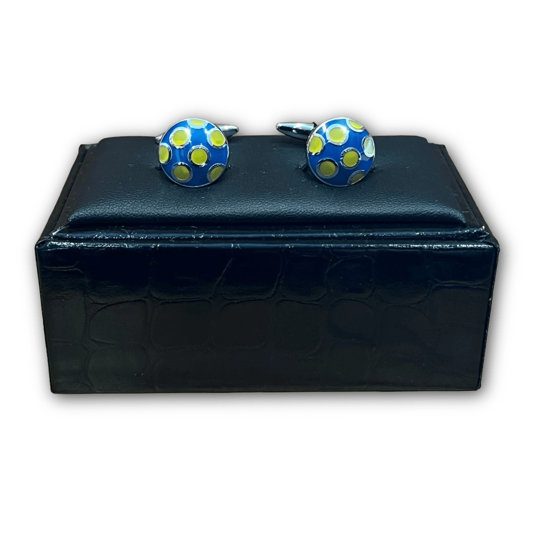 Regent - Cufflinks - Yellow/Blue Circles - Regent TailoringRegent