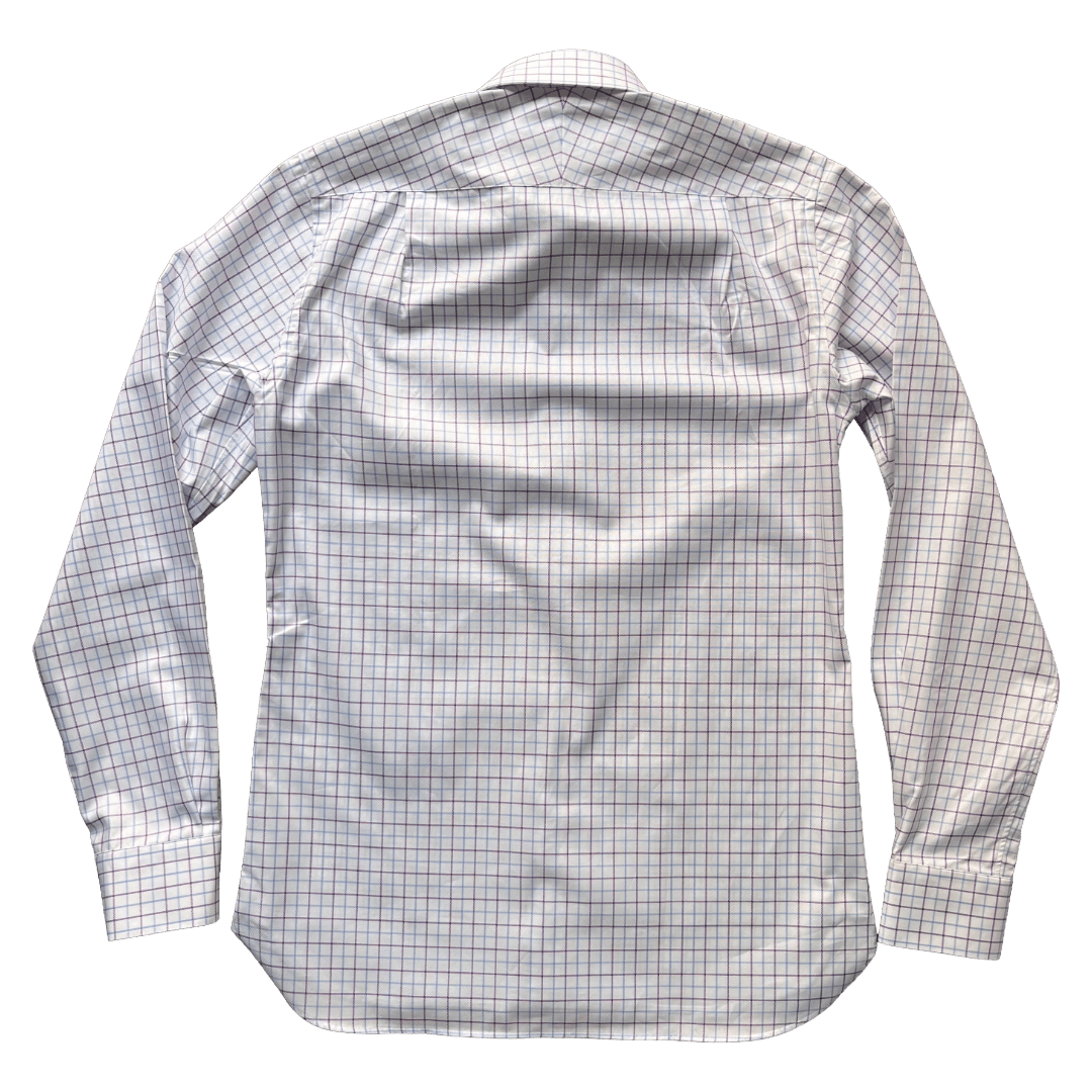 Regent - ‘Edwin’ - Twill Shirt - Purple/Blue Check - Regent Tailoring Salisbury
