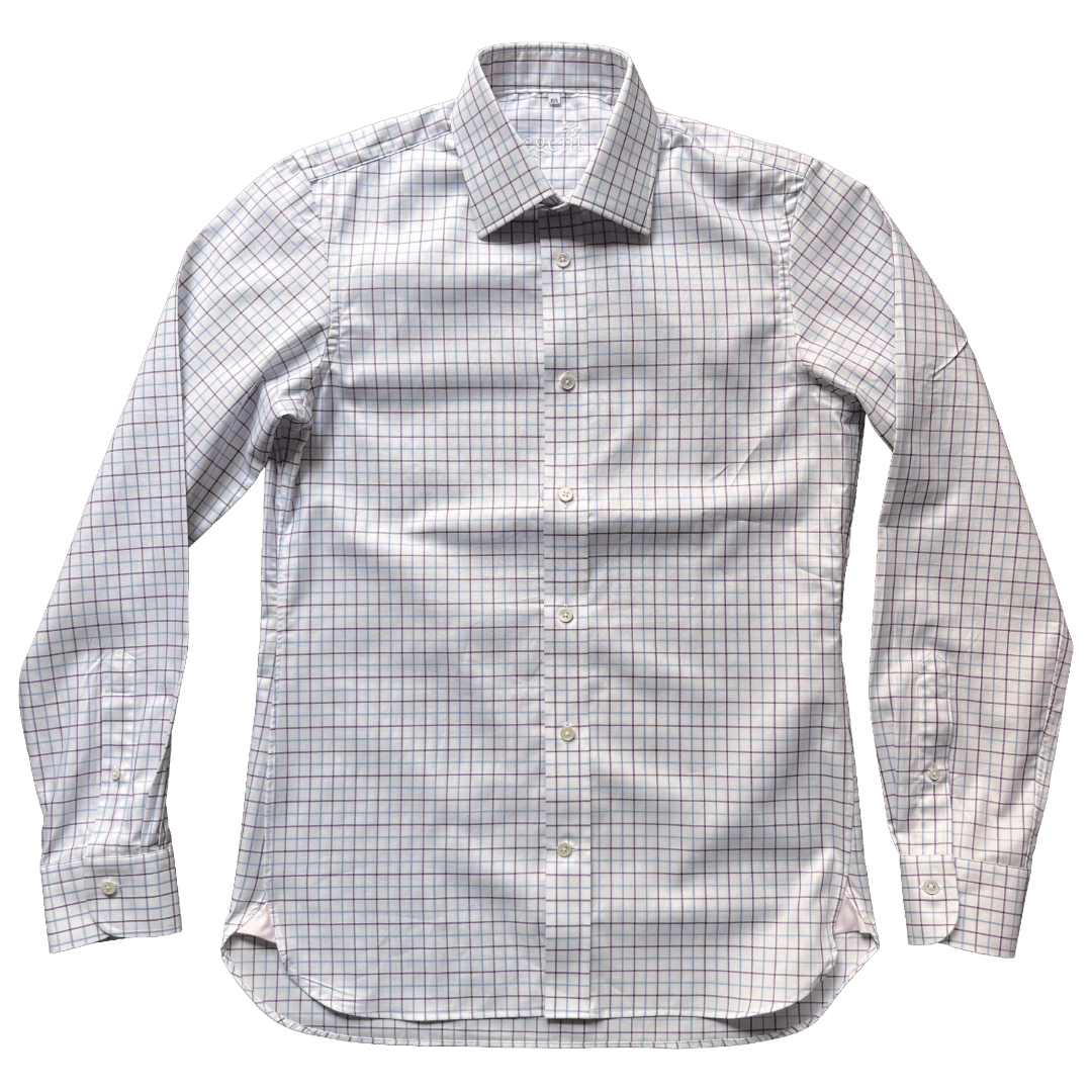 Regent - ‘Edwin’ - Twill Shirt - Purple/Blue Check - Regent Tailoring Salisbury