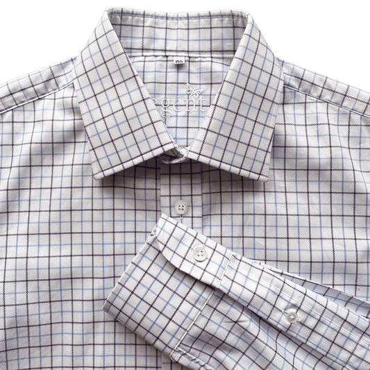 Regent - ‘Edwin’ - Twill Shirt - Purple/Blue Check - Regent Tailoring Salisbury
