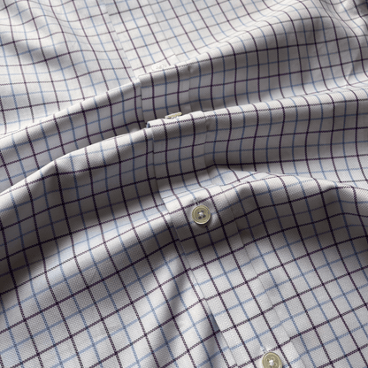 Regent - ‘Edwin’ - Twill Shirt - Purple/Blue Check - Regent Tailoring Salisbury