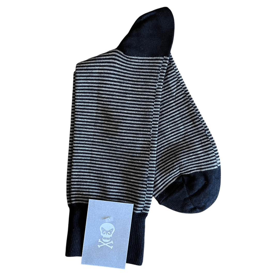Regent - Fine Wool Socks - Hoops - Black and Grey - Regent Tailoring Salisbury