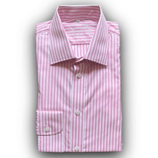Regent - 'Five' Poplin Bengal Stripe Shirt - Pink - Regent Tailoring Salisbury