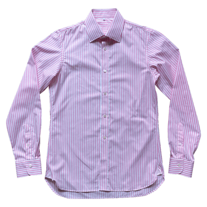 Regent - 'Five' - Poplin Shirt - Bengal Stripe Pink - Regent Tailoring Salisbury