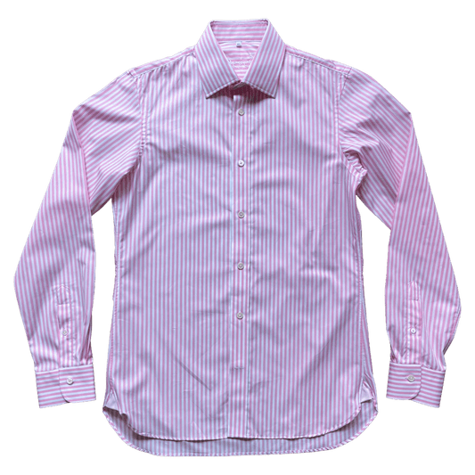 Regent - 'Five' - Poplin Shirt - Bengal Stripe Pink - Regent Tailoring Salisbury