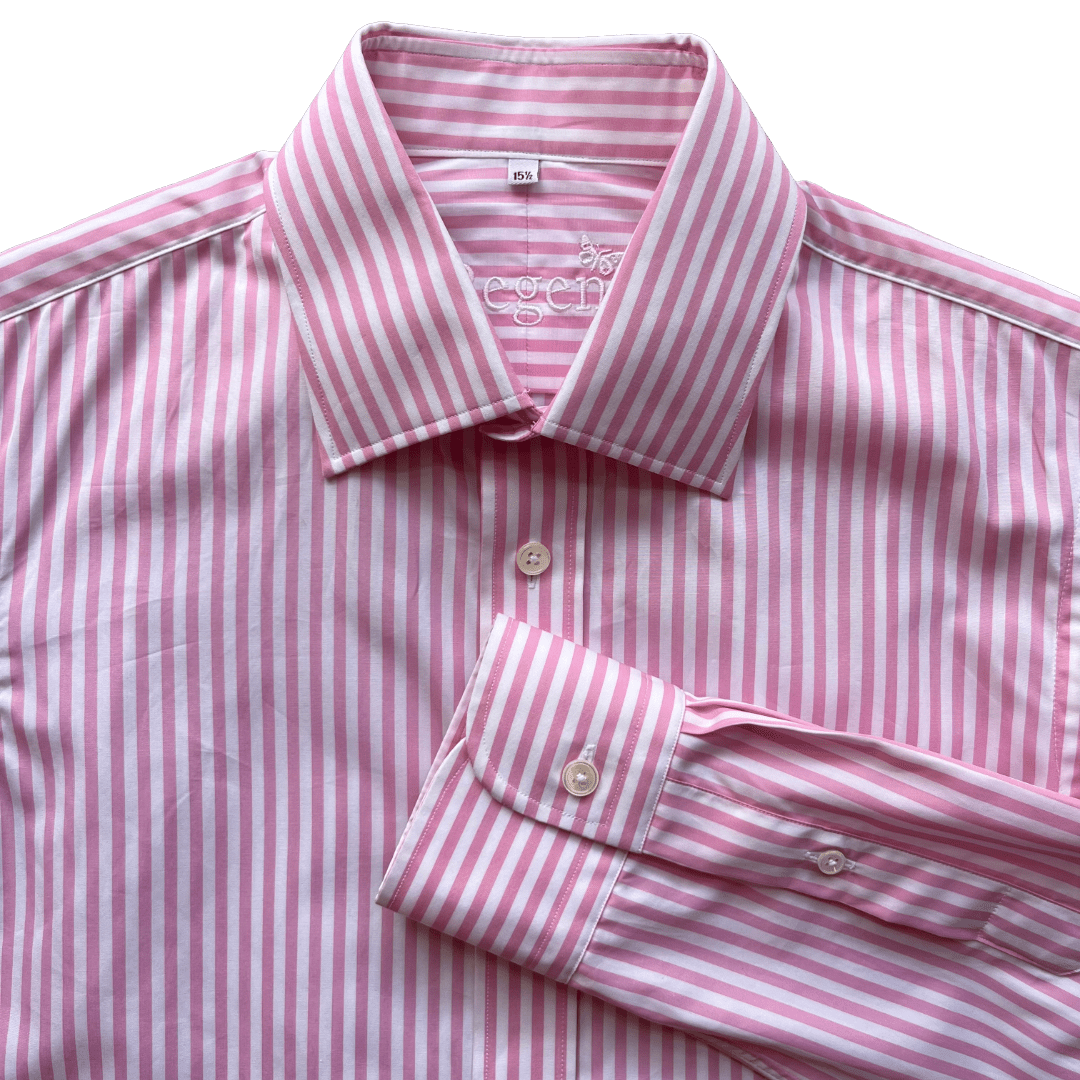 Regent - 'Five' - Poplin Shirt - Bengal Stripe Pink - Regent Tailoring Salisbury