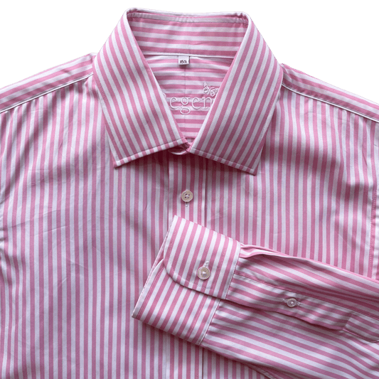 Regent - 'Five' - Poplin Shirt - Bengal Stripe Pink - Regent Tailoring Salisbury