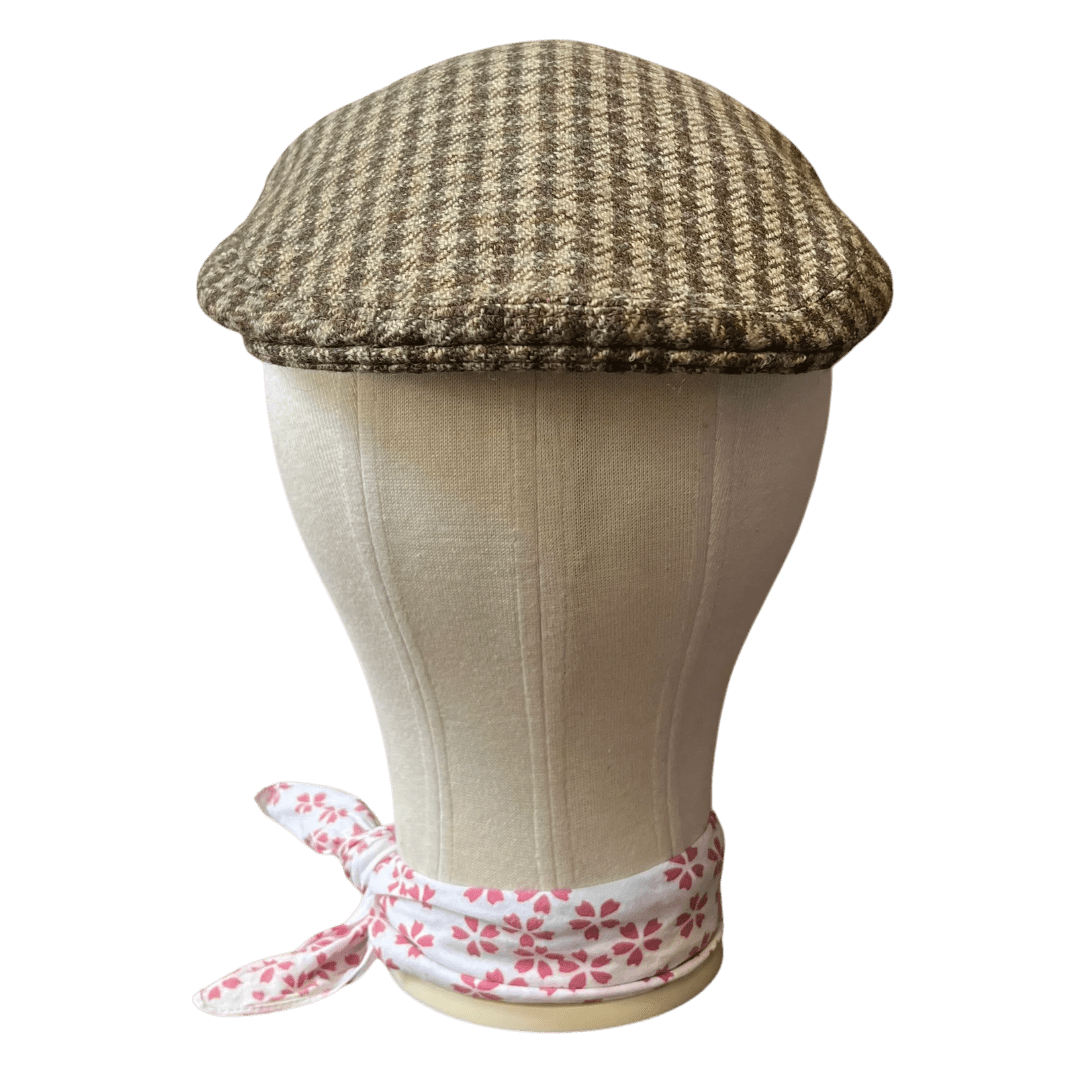 Regent - Flat Cap - 'Garbut' Brown/Beige Houndstooth Tweed - Regent Tailoring Salisbury